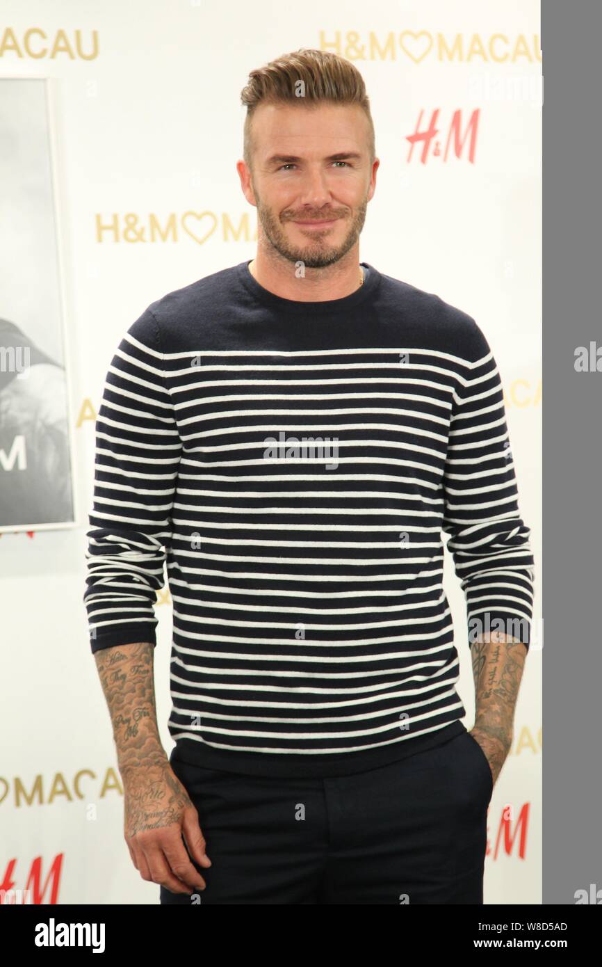 Former English football star David Beckham poses during the opening ceremony for a new H M store in Macau China 13 June 2015 Stock Photo Alamy