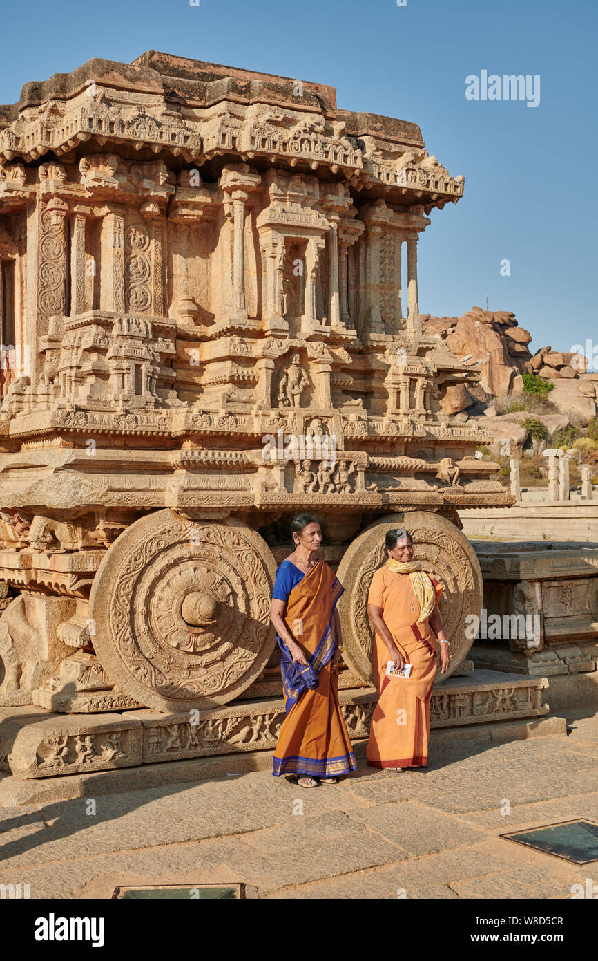 the famous Garuda stone chariot in Vitthala temple, Hampi, UNESCO world ...