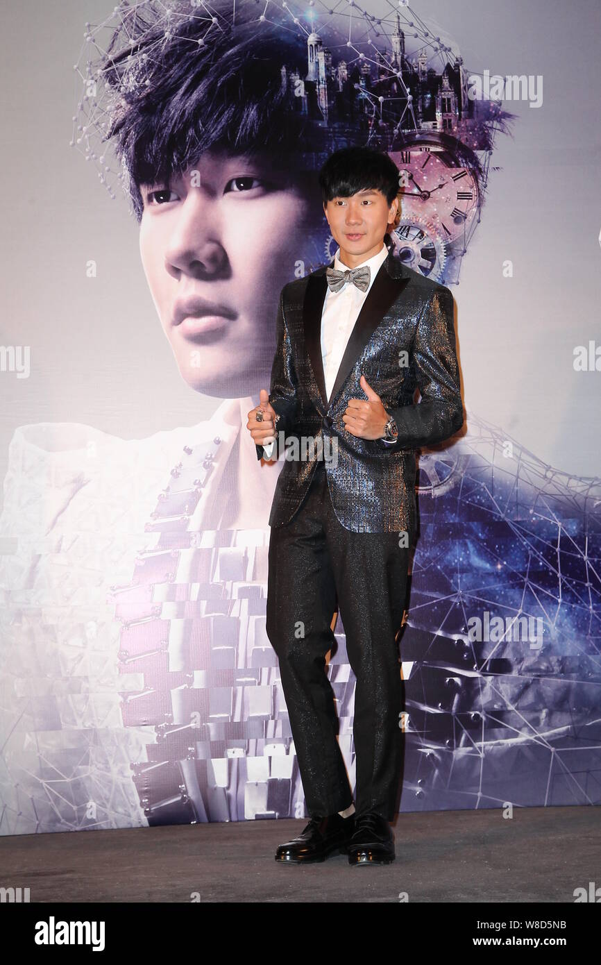 Singaporean singer JJ Lin poses during a press conference for his “Time