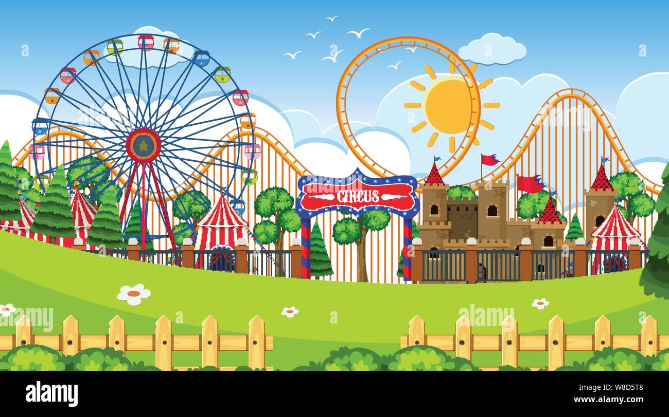 An outdoor scene with circus illustration Stock Vector Image & Art - Alamy