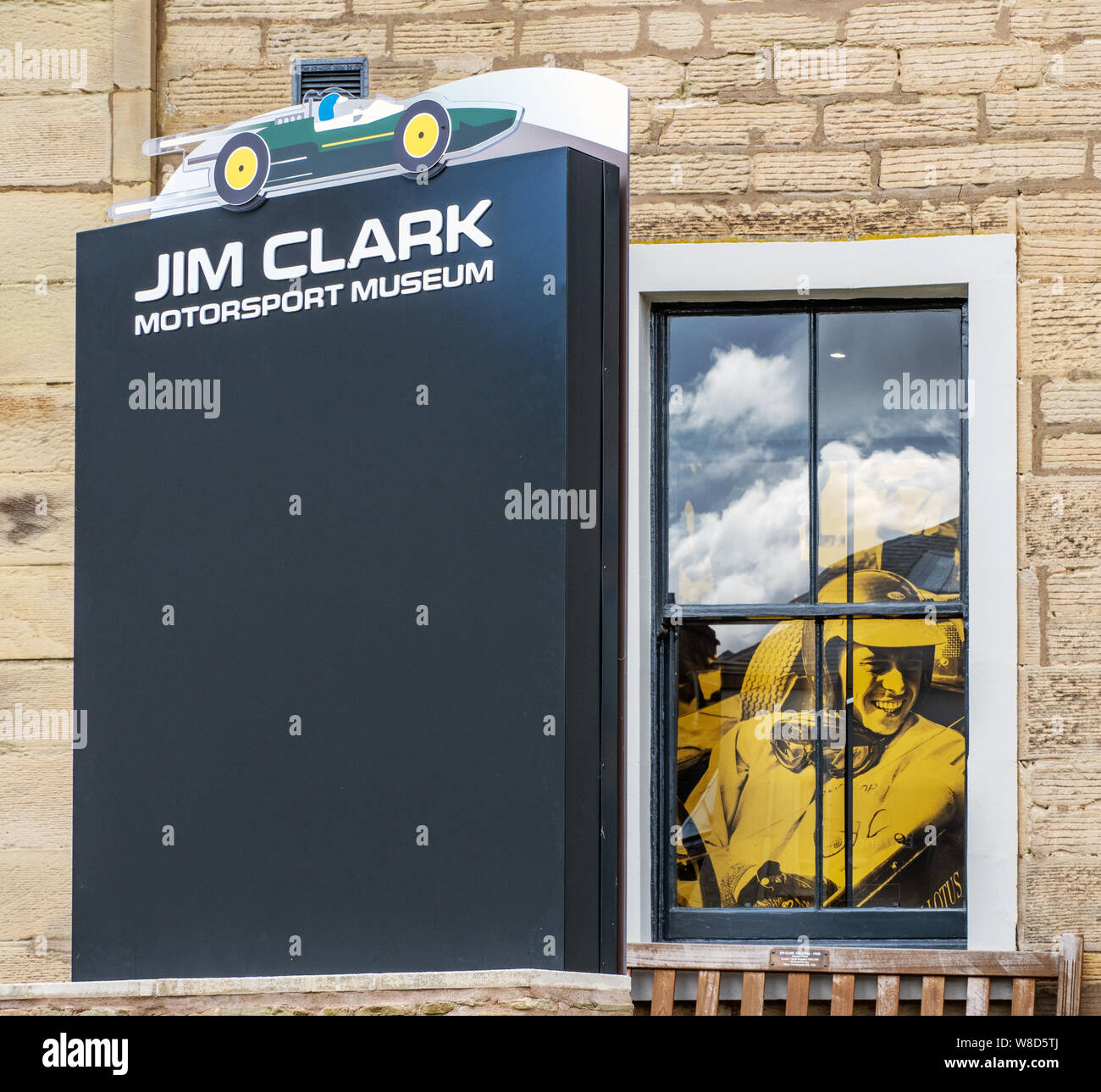 The Jim Clark Motorsport Museum in the market town of Duns in the Scottish Borders is dedicated to the life and motor racing career of Jim Clark. Stock Photo