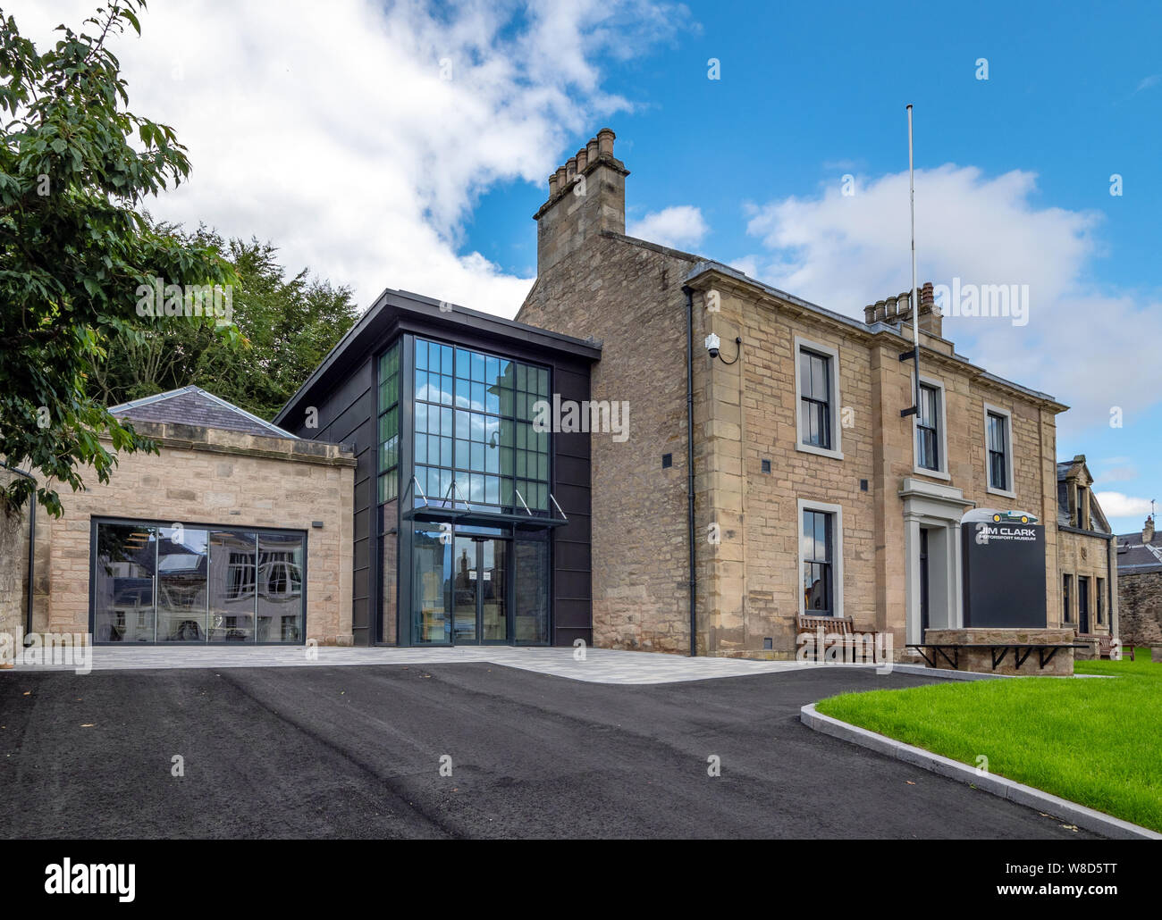 The Jim Clark Motorsport Museum in the market town of Duns in the Scottish Borders is dedicated to the life and motor racing career of Jim Clark. Stock Photo