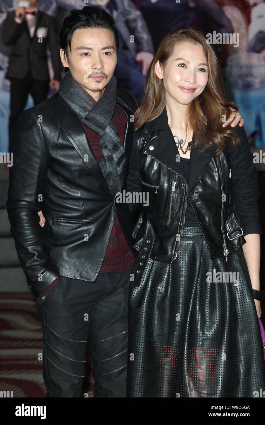 Hong Kong actress Ada Choi, right, and her actor husband Max Zhang attend the premiere for the new movie 'An Inspector Calls' in Hong Kong, China, 5 F Stock Photo