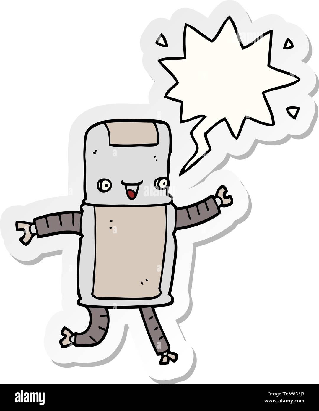 cartoon robot with speech bubble sticker Stock Vector Image & Art - Alamy