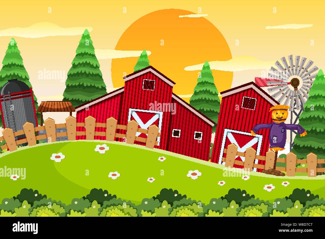 An outdoor scene with farm illustration Stock Vector Image & Art - Alamy
