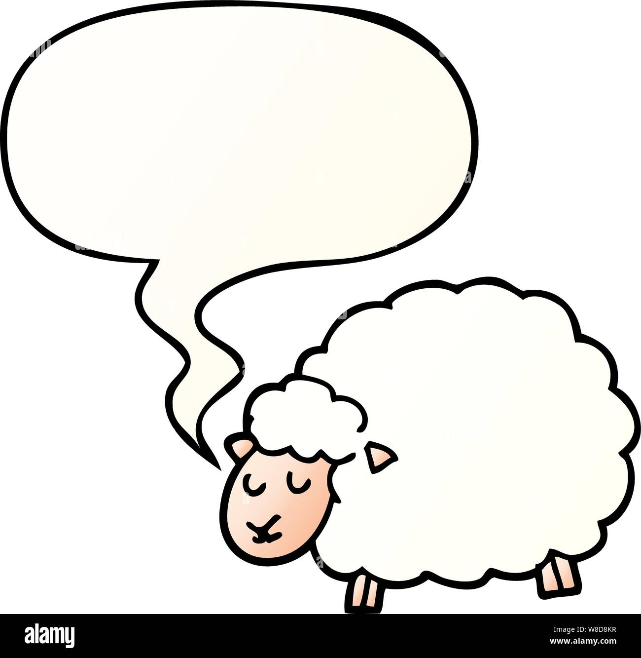 cartoon sheep with speech bubble in smooth gradient style Stock Vector
