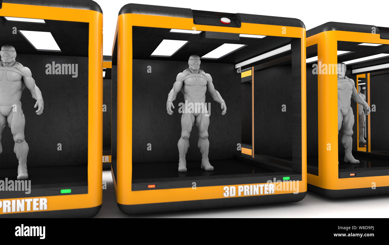 3d render and 3d printer Stock Photo