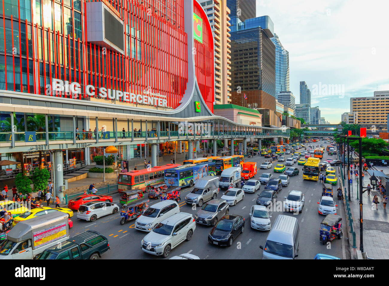 BANGKOK, THAILAND - 25 Oct 2018 - Area in front Central World. hotels in business area around Ratchaprasong Intersection. Economic center of Bangkok T Stock Photo