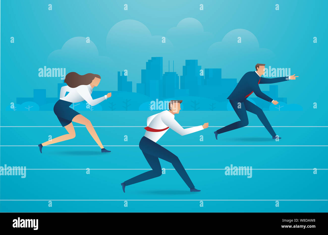 Customer Running Business people running down the track Stock Photo - Alamy