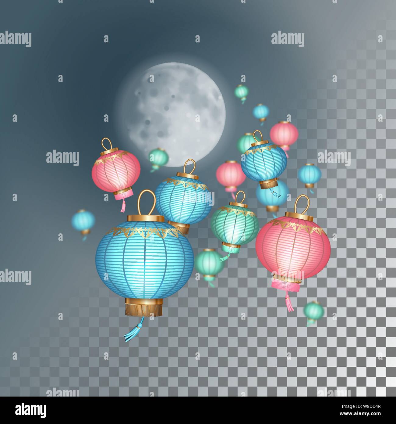 Flying Chinese Paper Lanterns Stock Vector Image & Art Alamy