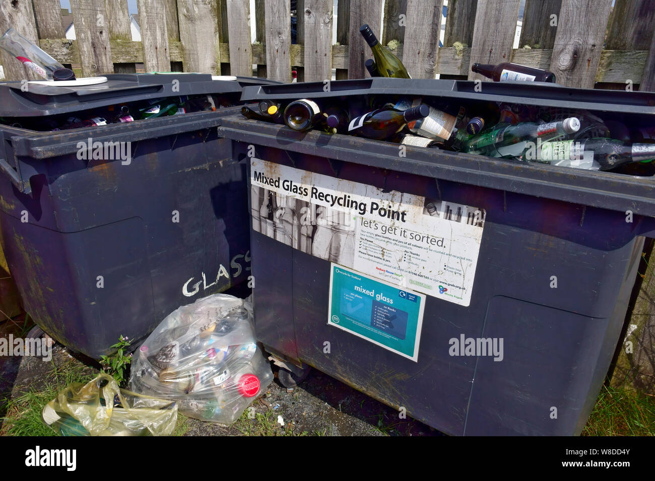 Full recycling bins Stock Photo