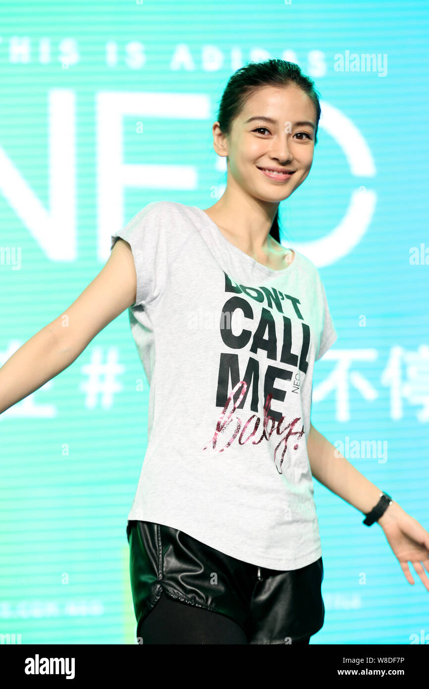 Hong Kong actress Angelababy poses during a promotional event for Adidas NEO  Label in Shanghai, China, 28 April 2015 Stock Photo - Alamy