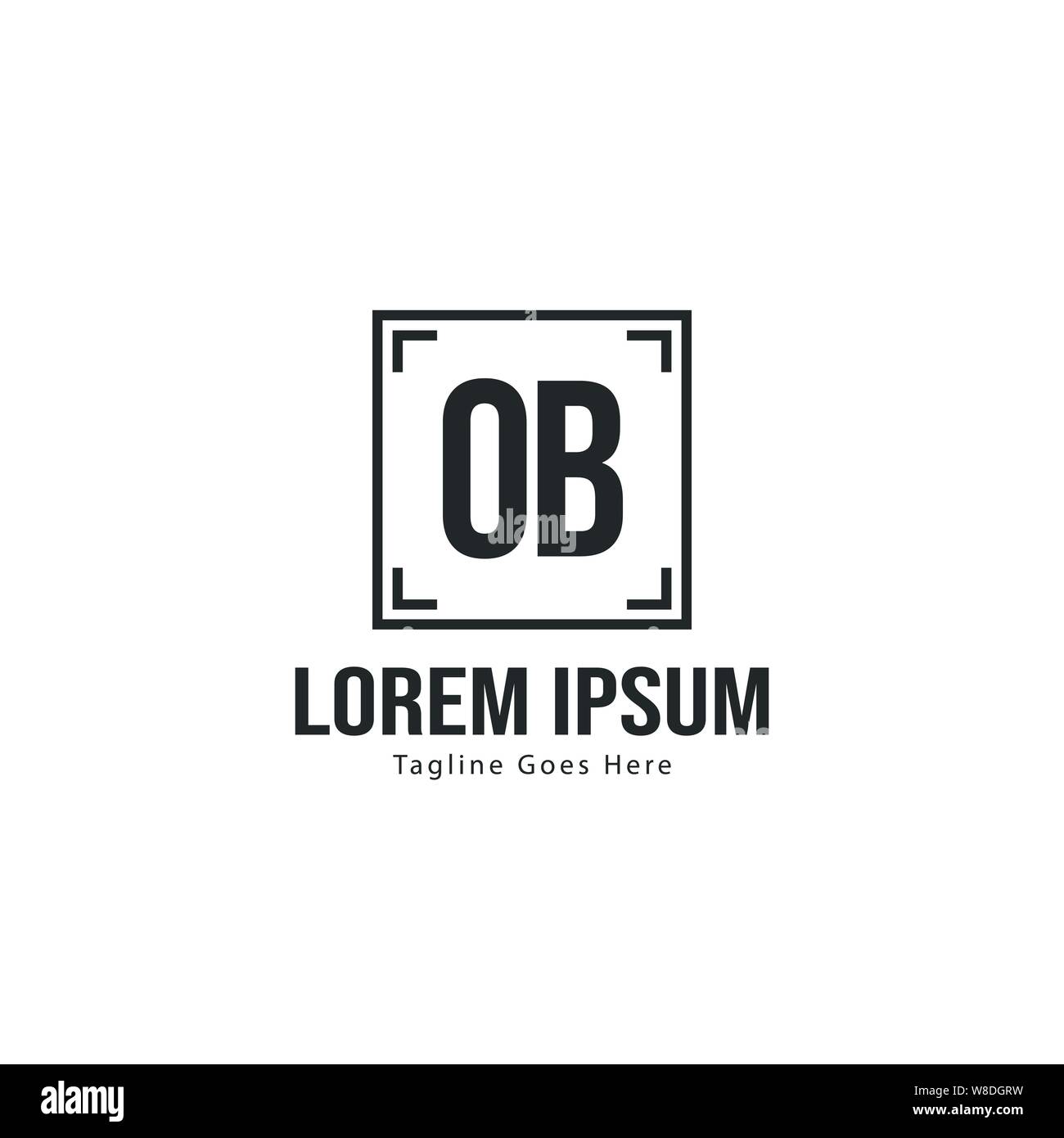 Initial OB logo template with modern frame. Minimalist OB letter logo ...