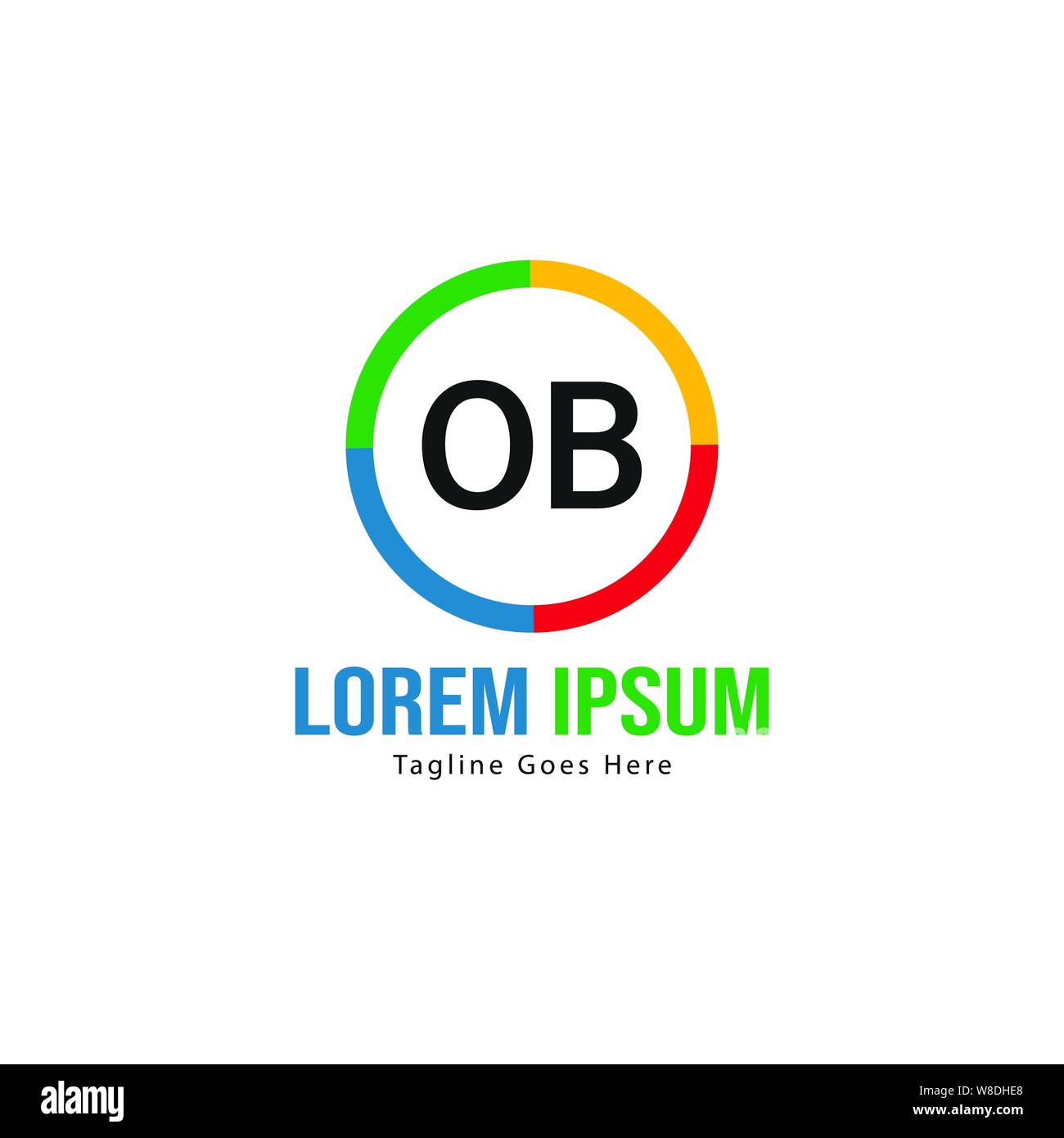Initial OB logo template with modern frame. Minimalist OB letter logo ...