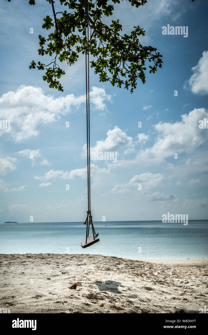 Swings on Koh Samet Beach Stock Photo