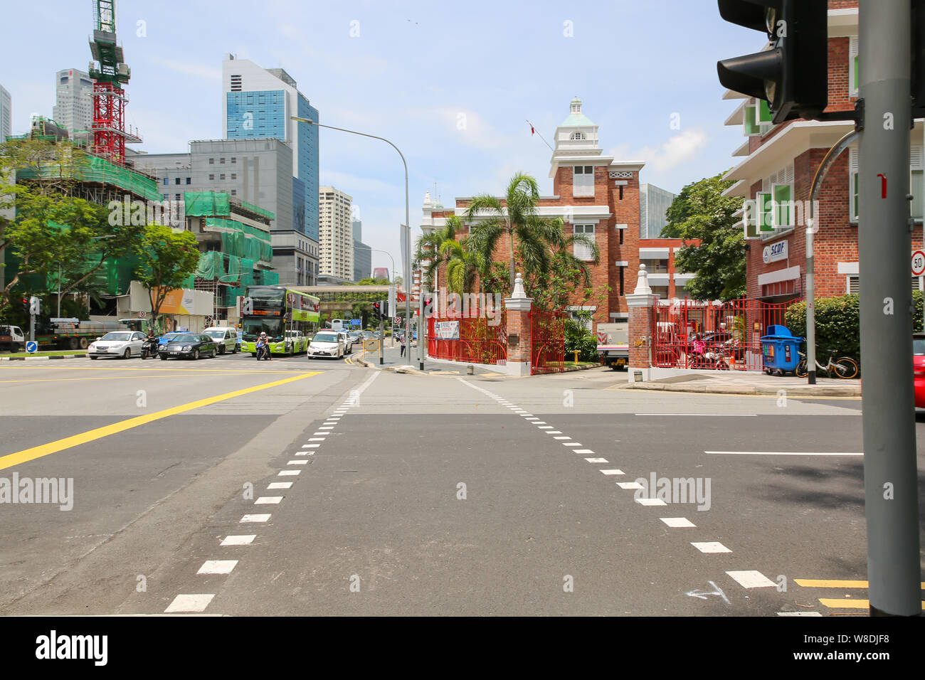 Traffic Junction at South Bridge Road Singapore Stock Photo