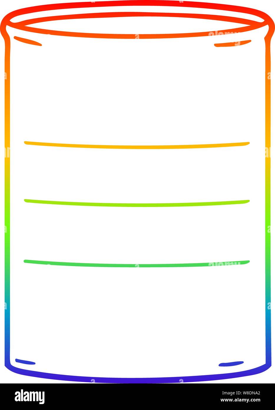 rainbow gradient line drawing of a cartoon oil drum Stock Vector