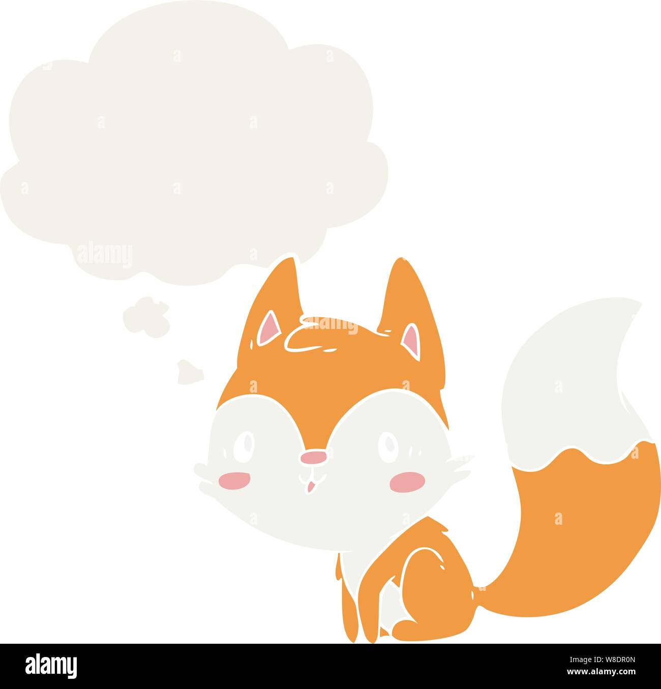 cartoon fox with thought bubble in retro style Stock Vector