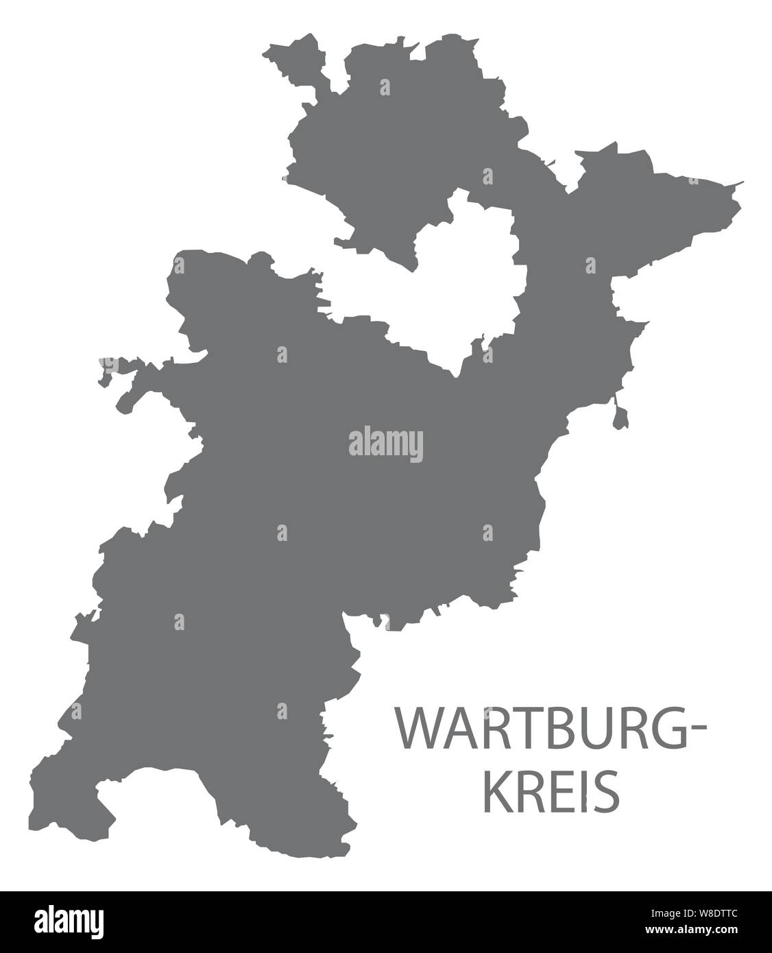 Wartburgkreis grey county map of Thuringia Germany Stock Vector