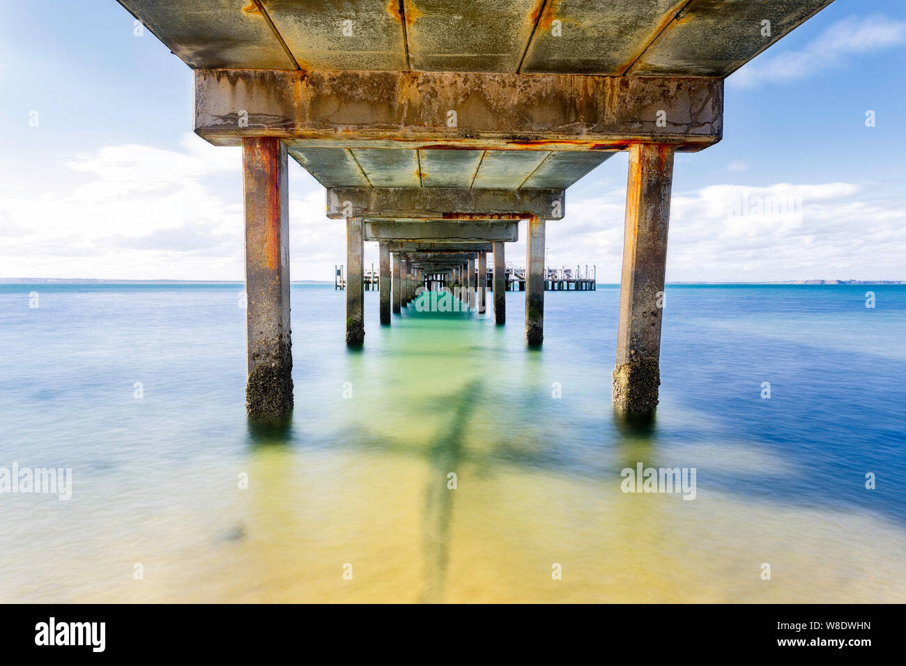 Under the jetty at Cowes on Phillip Island Stock Photo