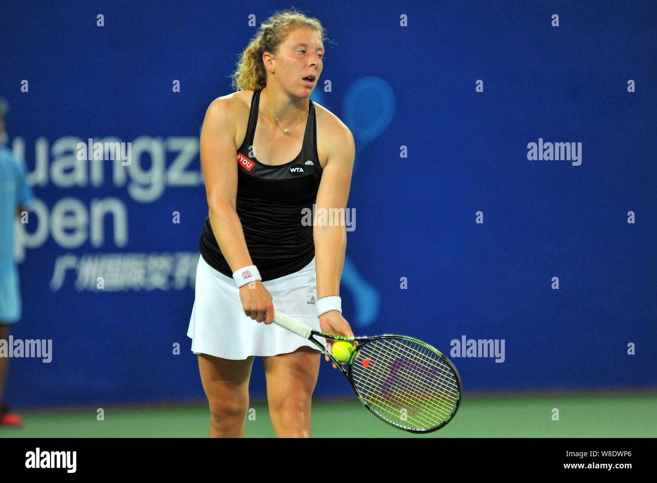 Anna-Lena Friedsam of Germany prepares for a serve as she and Monica  Niculescu of Romania compete against Martina Hingis of Switzerland and  Sania Mirz Stock Photo - Alamy