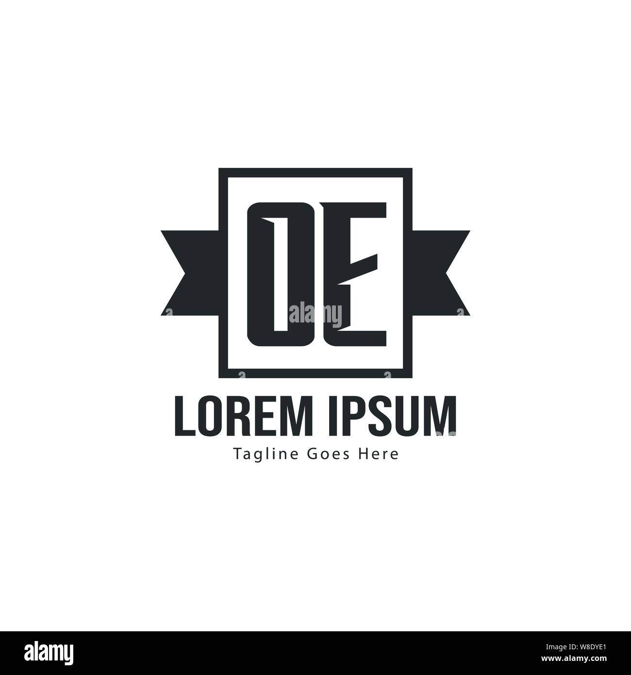 Initial OE logo template with modern frame. Minimalist OE letter logo ...