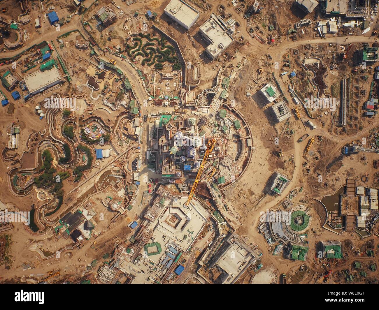 Aerial View Of The Shanghai Disney Resort Under Construction In Pudong Shanghai China 1 August 2015 The Highly Anticipated Shanghai Disneyland Stock Photo Alamy