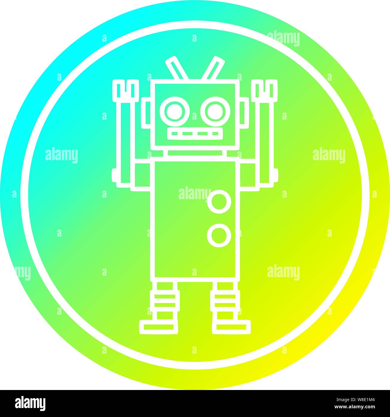 dancing robot circular icon with cool gradient finish Stock Vector ...