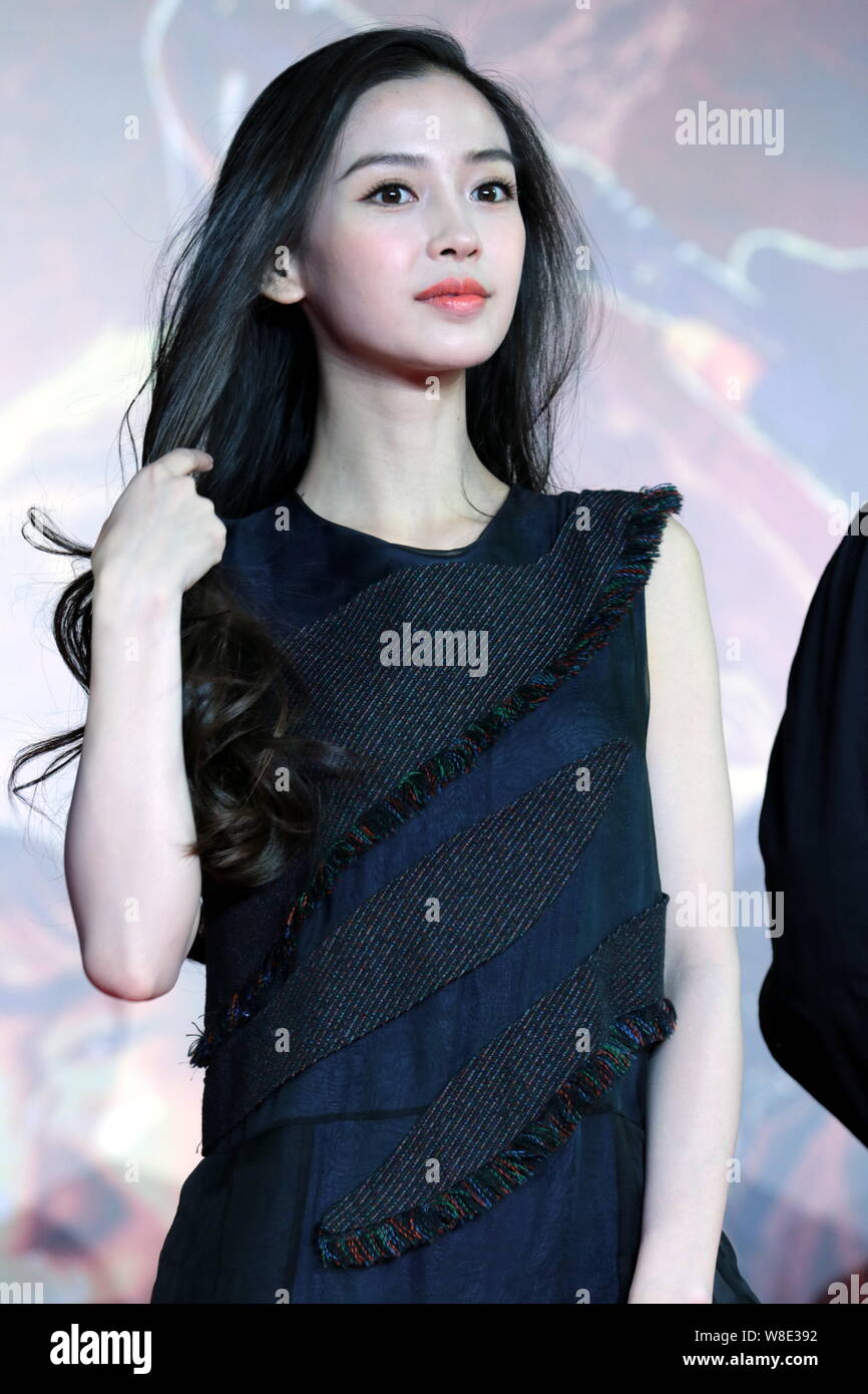 Hong Kong Model And Actress Angelababy Poses During A Press Conference For Her New Movie Mojin The Lost Legend In Shanghai China 14 December 15 Stock Photo Alamy