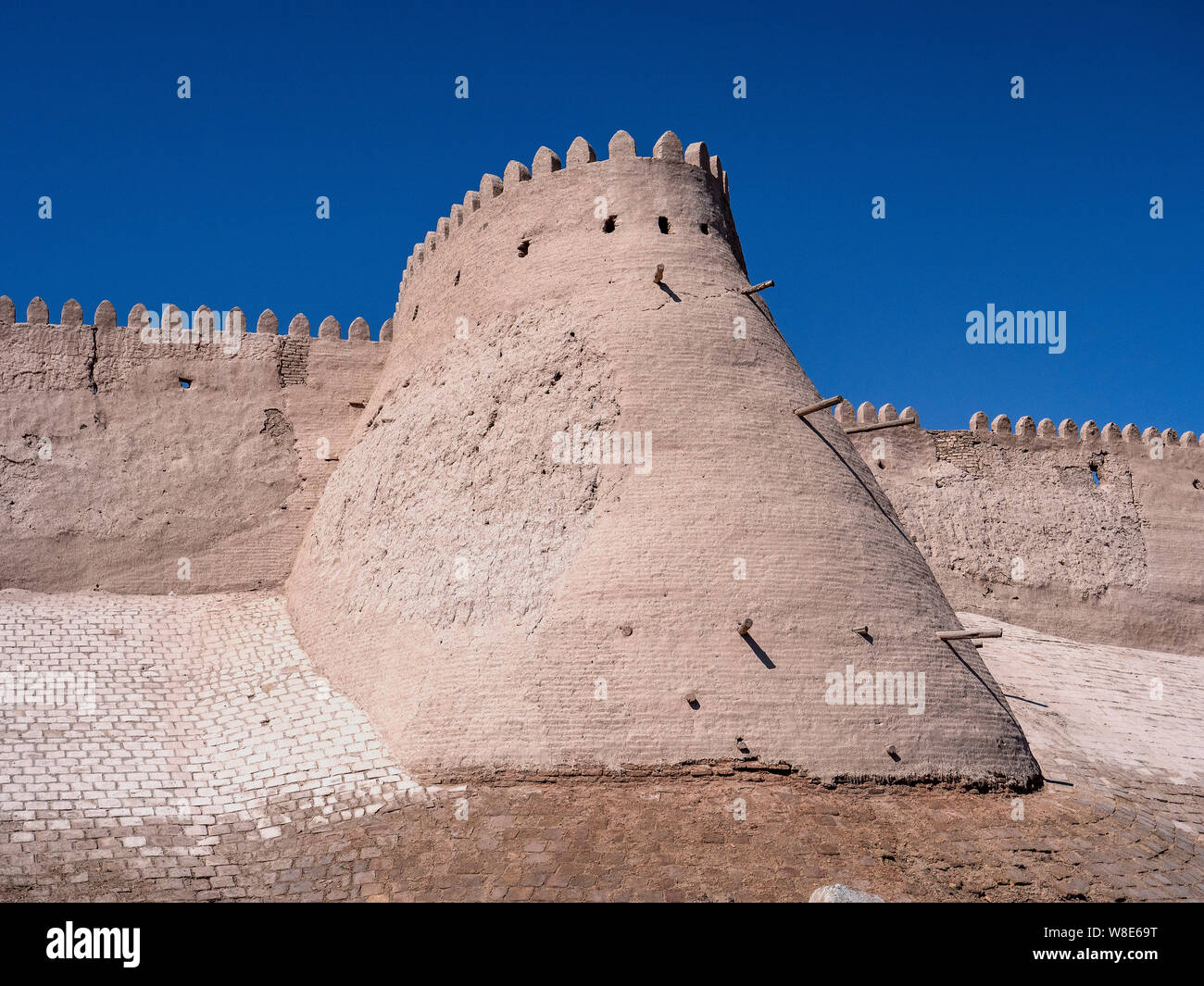 City wall, historic city Ichan Qala, Chiwa, Uzbekistan, Asia, UNESCO heritage site Stock Photo