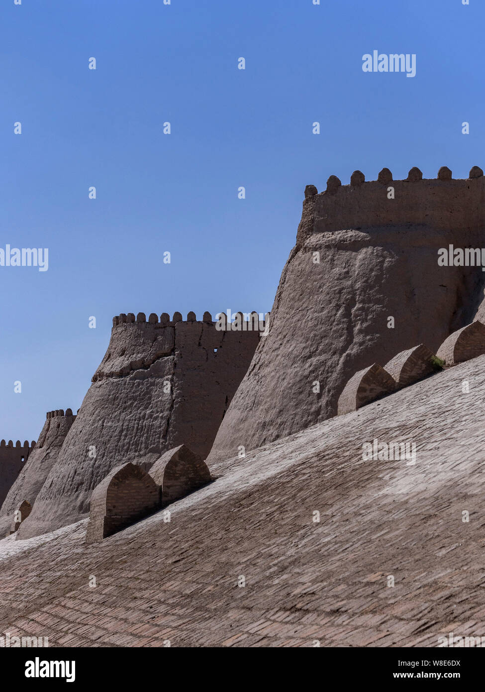 City wall, historic city Ichan Qala, Chiwa, Uzbekistan, Asia, UNESCO heritage site Stock Photo