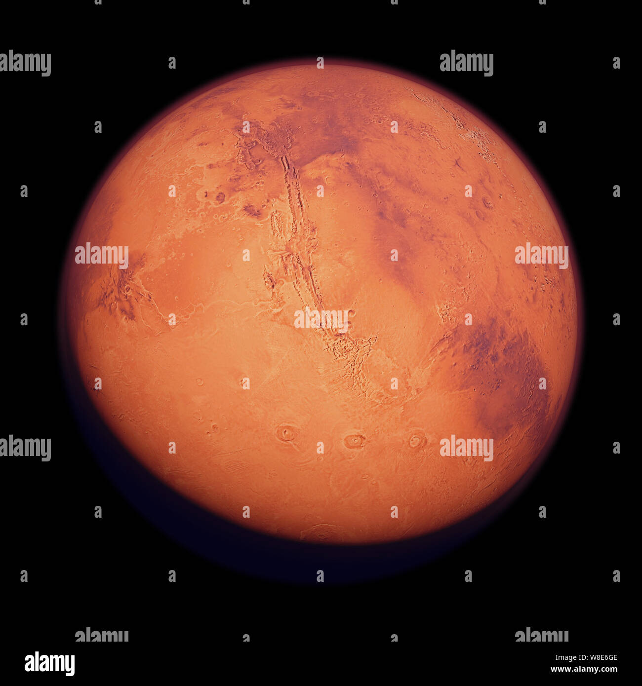 Mars, the red isolated on black background Stock Photo