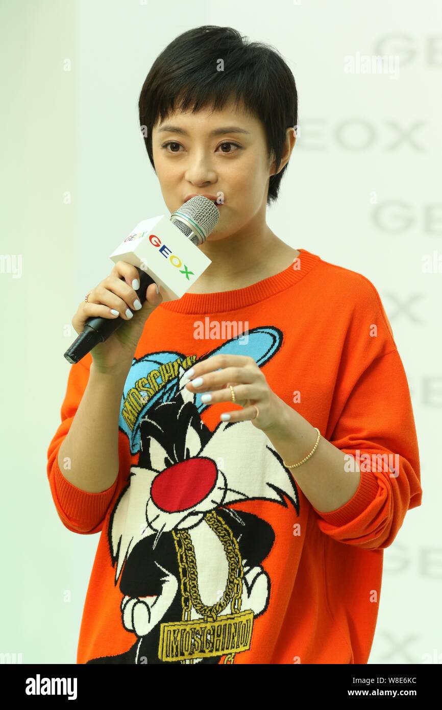 Chinese actress Sun Li speaks at a press conference for her new TV series  "The Legend of Miyue" in Hengdian town, east Chinas Zhejiang province, 5  Jan Stock Photo - Alamy