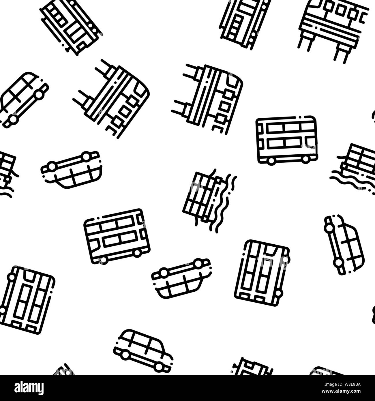 Public Transport Seamless Pattern Vector Stock Vector