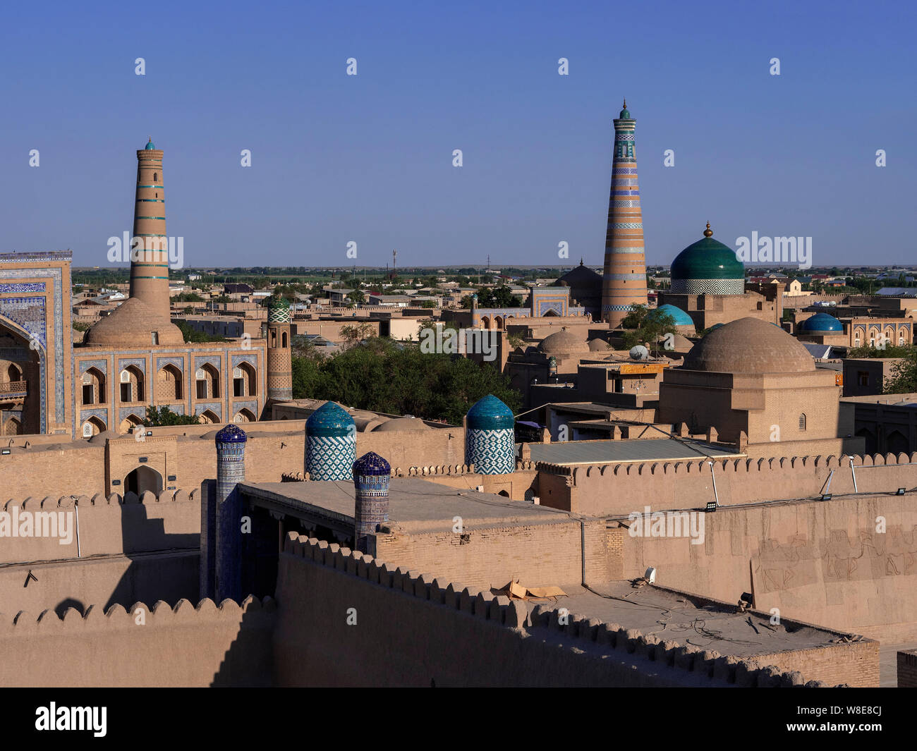 View from fortress, historic city Ichan Qala, Chiwa, Uzbekistan, Asia ...