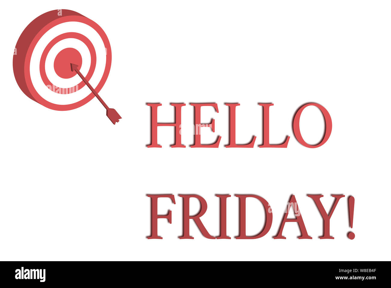 Word writing text Hello Friday. Business photo showcasing you say this for wishing and hoping another good lovely week Dart Board in Circle Concentric Stock Photo