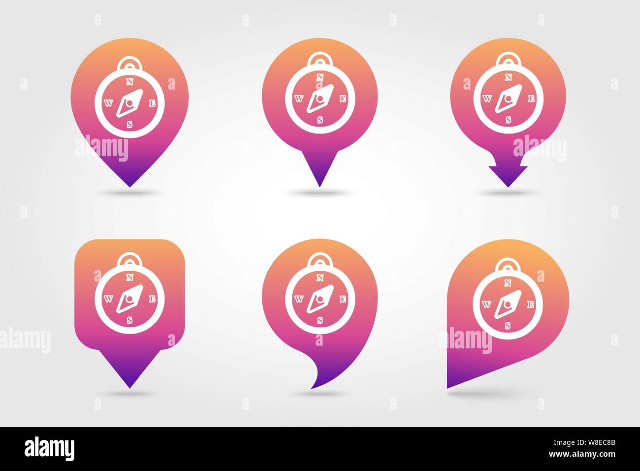 Compass vector pin map icon. Map pointer. Summer Map markers. Holiday. Summertime, eps 10 Stock Vector