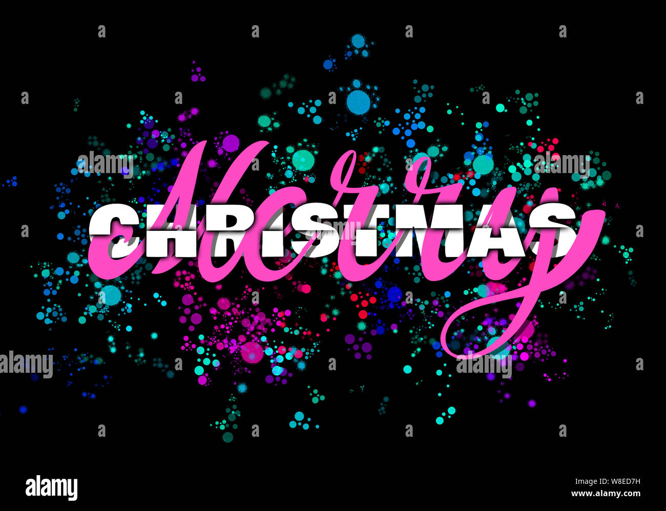 Merry Christmas lettering with typography on black background Stock ...