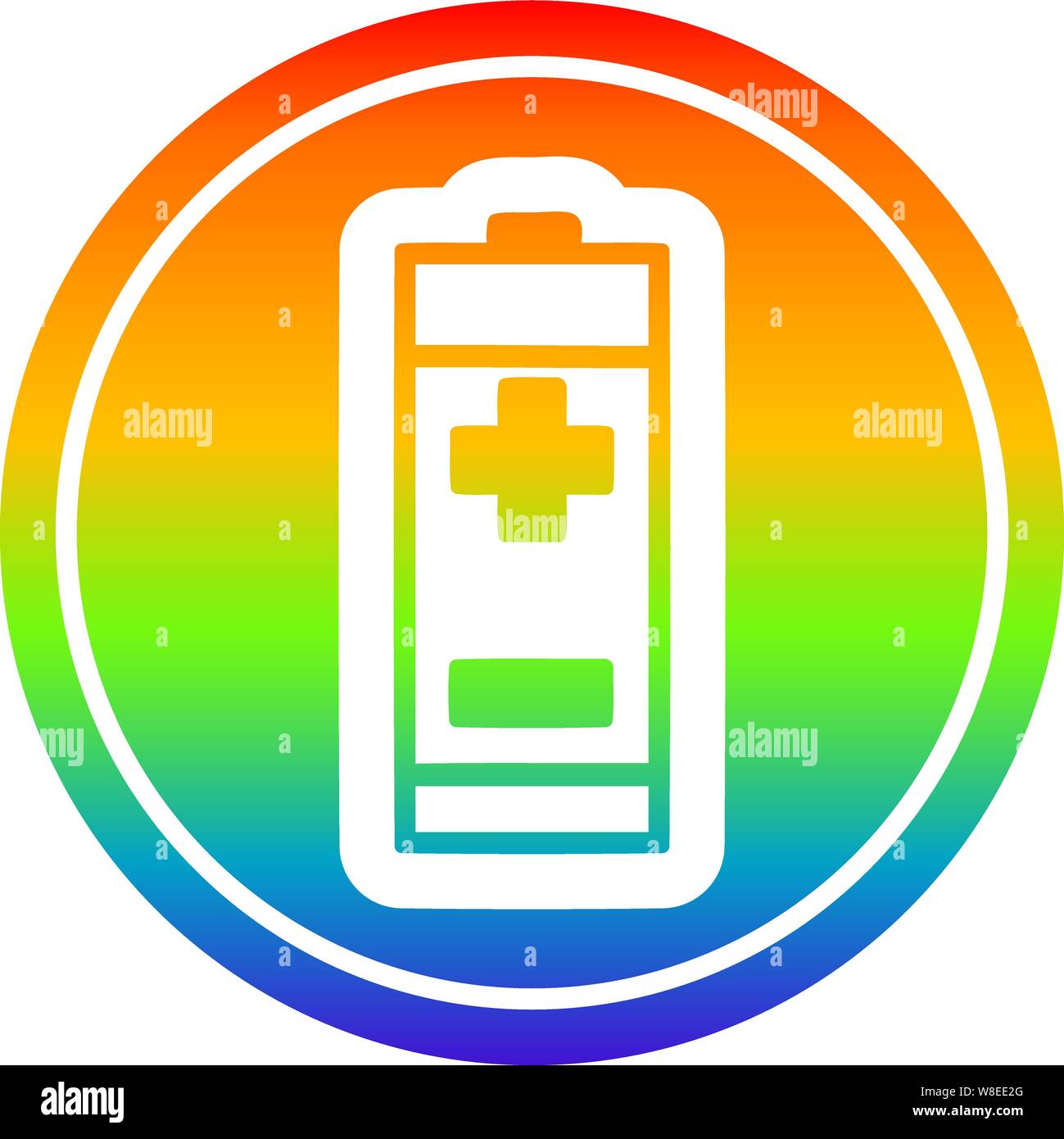 battery circular icon with rainbow gradient finish Stock Vector Image ...