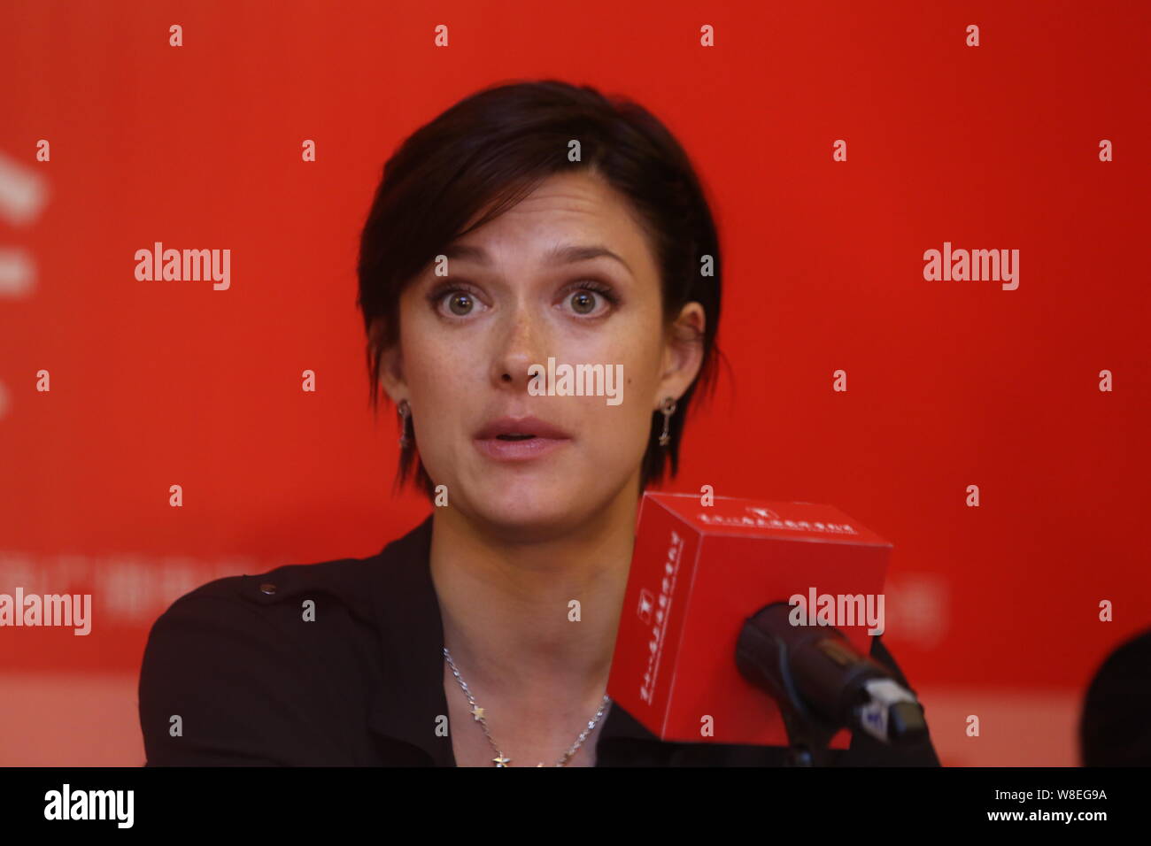 FINLAND OUT-Finnish actress Krista Kosonen attends a press conference for  her movie "The Midwife" during the 18th Shanghai International Film Festiva  Stock Photo - Alamy