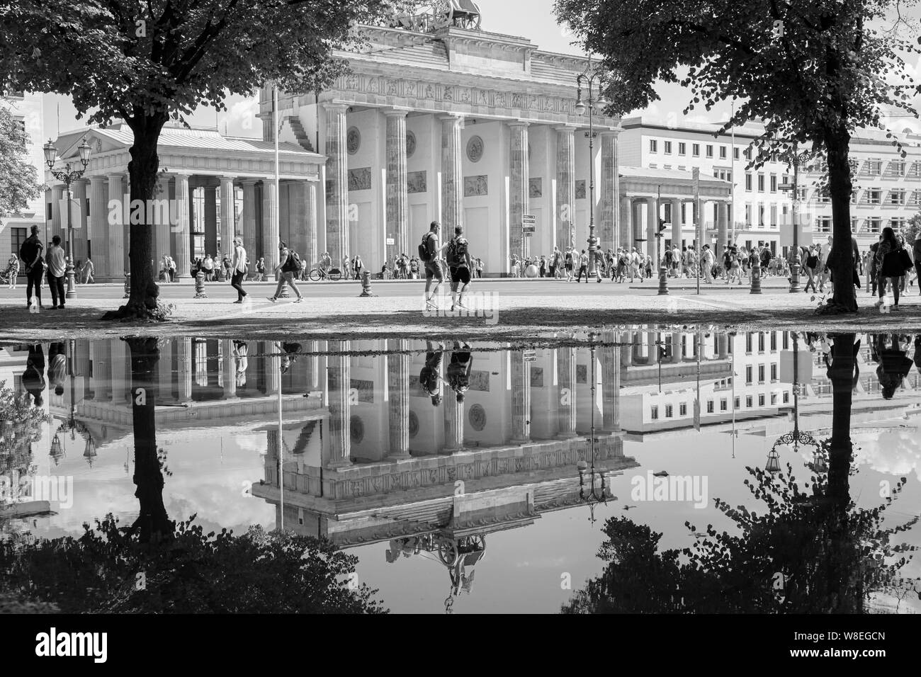 Brandenburger Tor with reflection in water Stock Photo