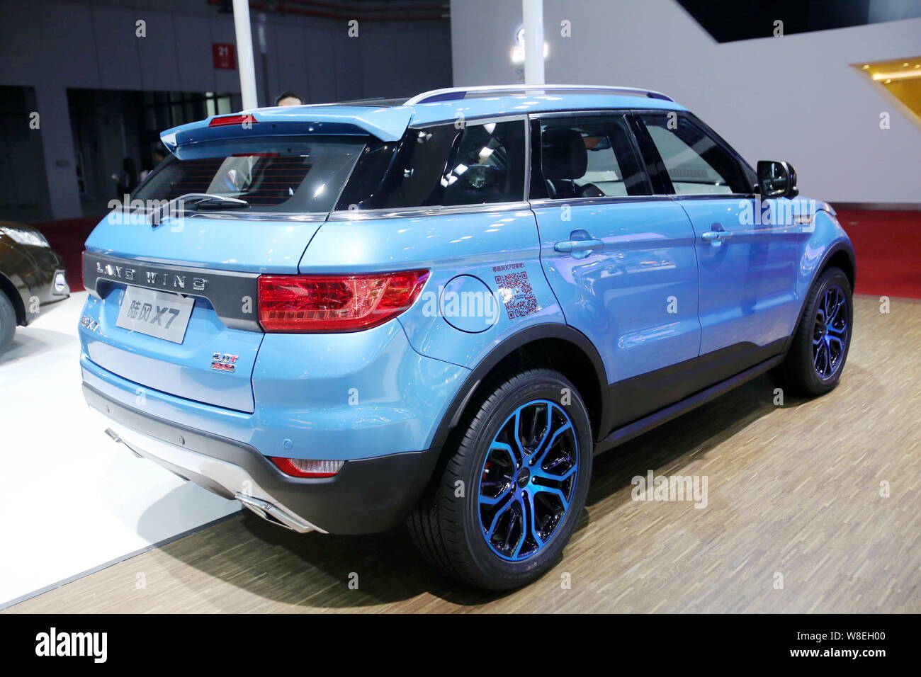 --FILE--A Landwind X7 SUV of JMC (Jiangling Motor Co.), which resembles the Range Rover Evoque of Jaguar Land Rover, is on display during the 16th Sha Stock Photo