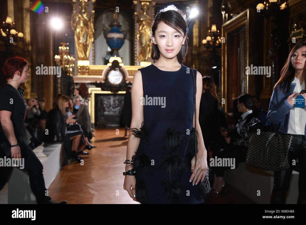 Actress Zhou Dongyu attends the Chloe show as part of the Paris