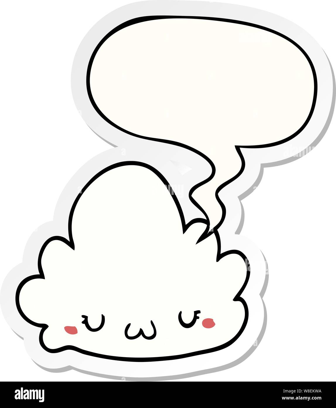 cute cartoon cloud with speech bubble sticker Stock Vector Image & Art ...