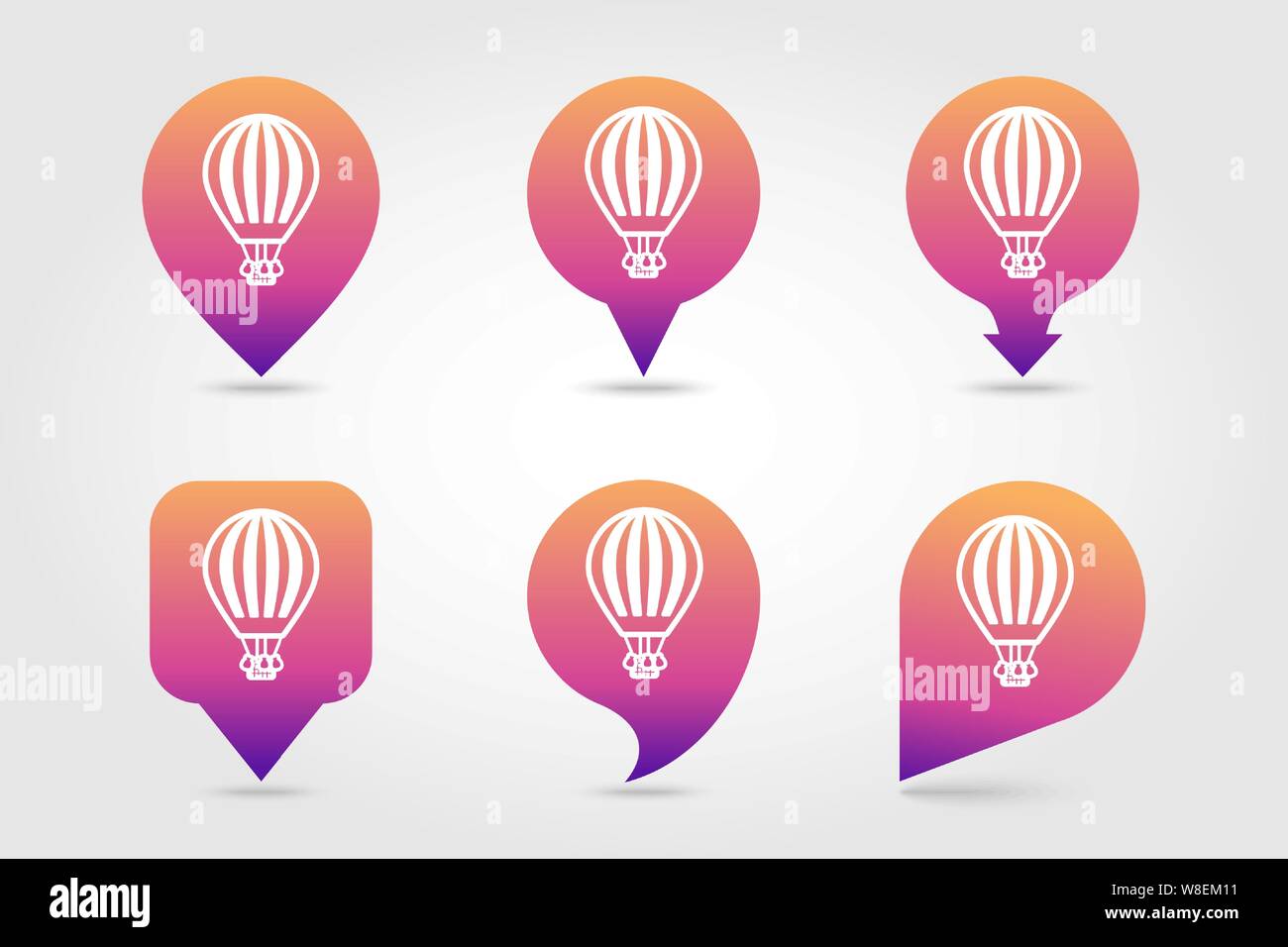 Hot Air Balloon vector pin map icon. Travel Map pointer. Summer Map ...