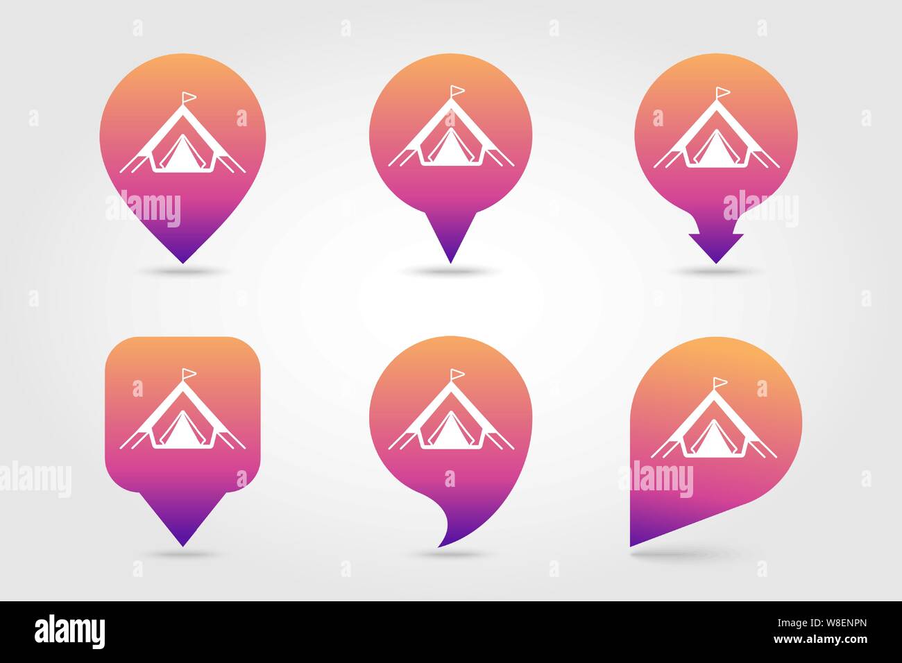 Tent vector pin map icon. Beach Map pointer. Summer Map markers. Holiday. Summertime. Vacation, eps 10 Stock Vector