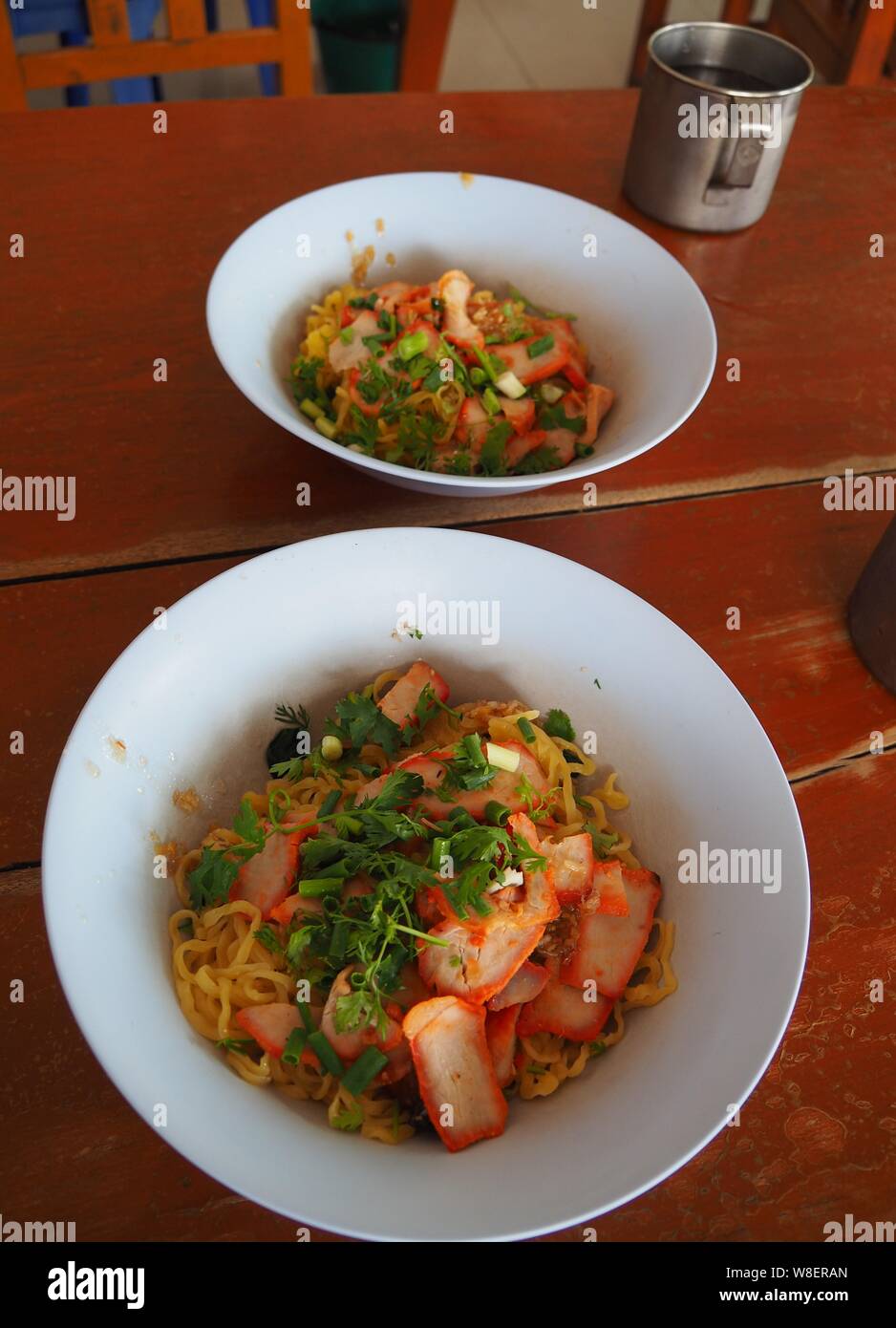Noddle soup in Thailand, street food in Thailand Stock Photo