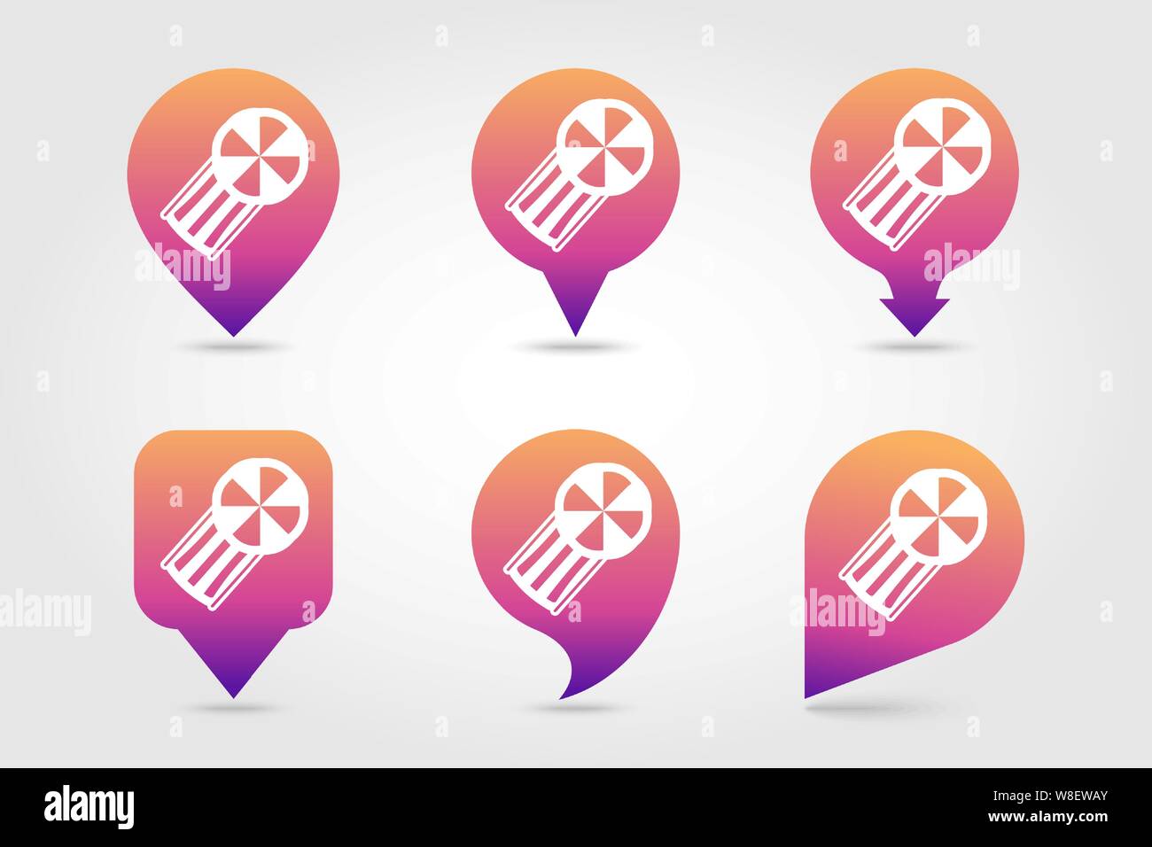 Beach chaise lounge with umbrella vector pin map icon. Map pointer ...