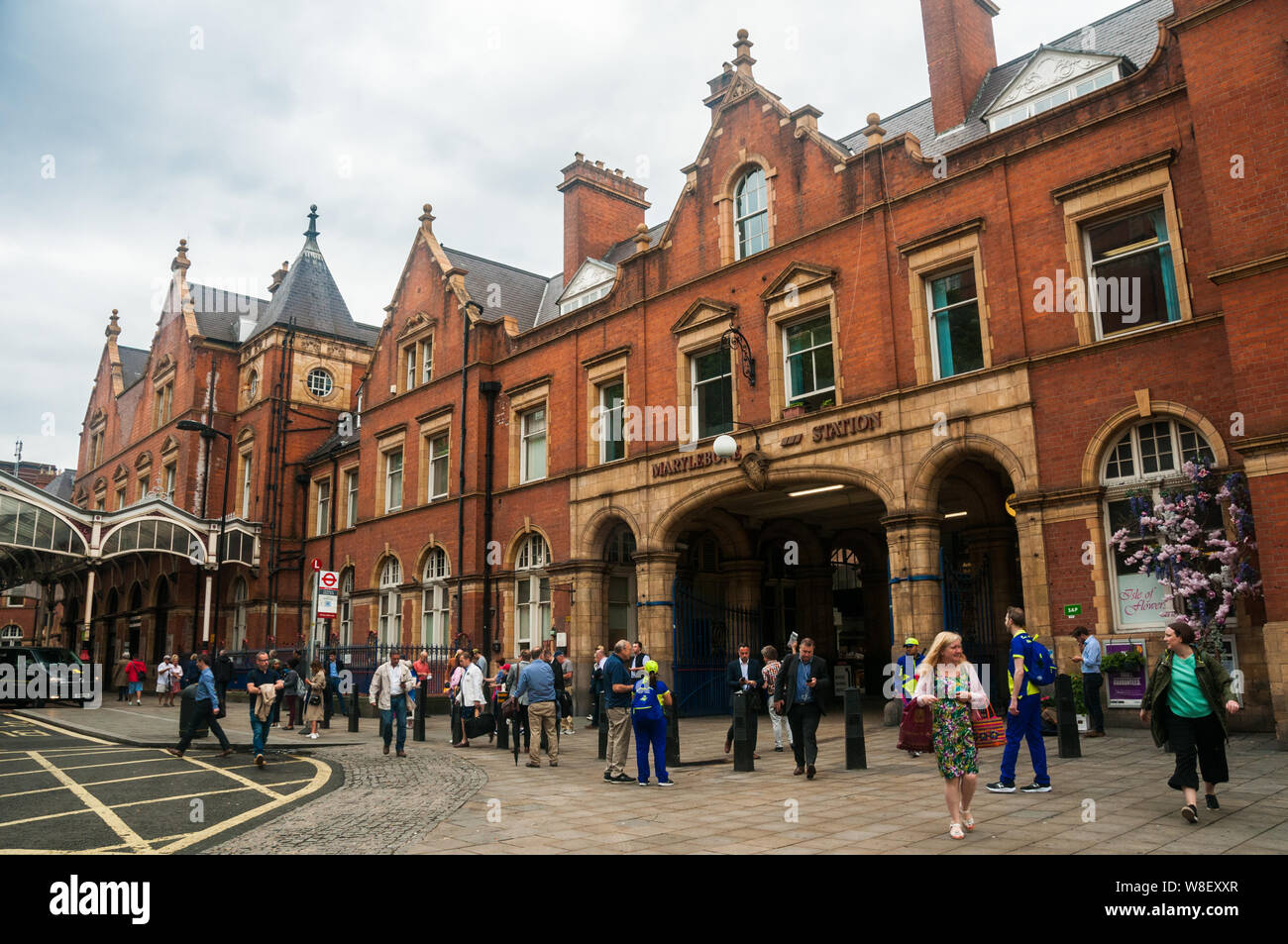 Main entrance of Marylebone Station where in A Hard Day’s Night The Beatles are seen driving out. Stock Photo