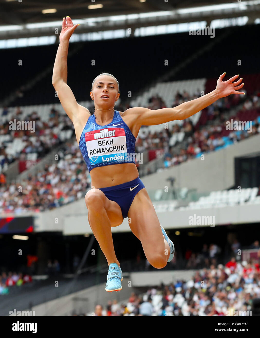 Ukraine's Maryna Bekh-Romanchuk competes in the Women's Long Jump during  day two of the IAAF London Diamond League meet at the London Stadium Stock  Photo - Alamy
